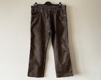 Spodnie ESPRIT z brązowego sztruksu w stylu vintage z lat 90.: niski stan, rozcięcie typu boot cut (talia 32, długość 26)