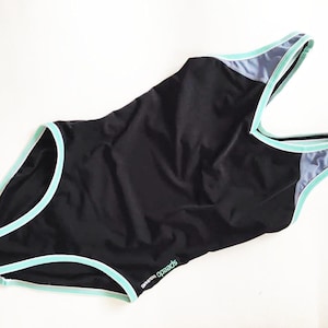 Vintage Speedo Swimsuit: Black Colorblock Racerback, Size Medium