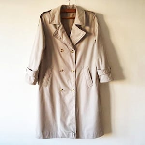 Vintage Beige Double Breasted Trenchcoat - Preppy Classic Raincoat (Size Large)