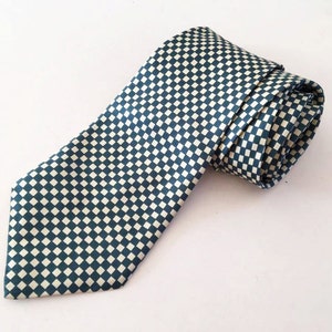Vintage Green Plaid Pure Silk Necktie: Men&#39;s Checked Tie