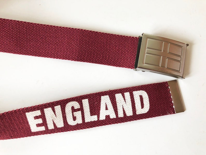 Marsala Red Canvas Belt England Red Cotton Belt With Metal Buckle Hipster Unisex Belt England Football is Coming Home Fan Patriotric Belt