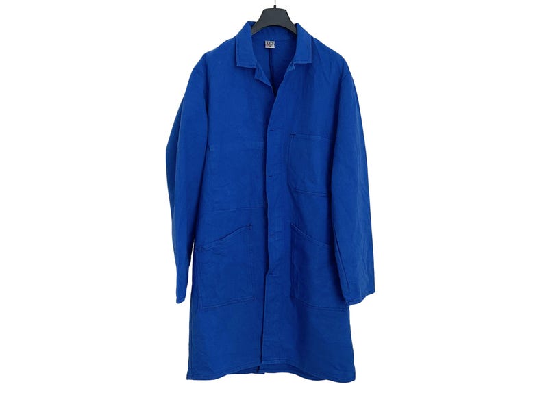 Vintage Blue Cotton Work Jacket, Retro Chore Coat, Size 48 - Etsy