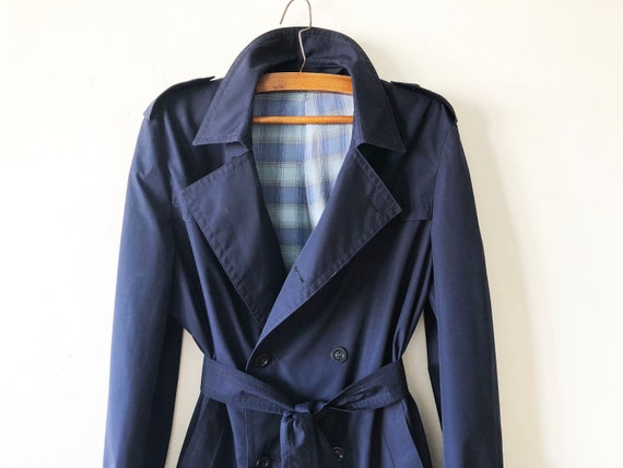 Navy Blue Men's Trench Coat Blue Trench Classic D… - image 2