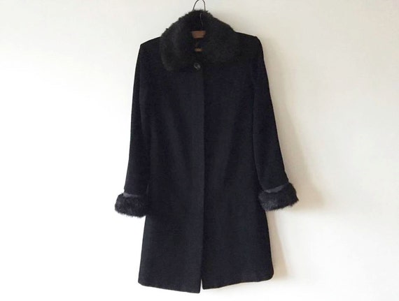 Black Wool Blend Coat Womens Winter Coat Warm Coat