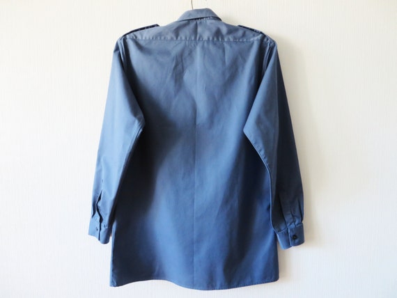 Vintage Blue Uniform Shirt Mens Workwear Blue Lon… - image 3