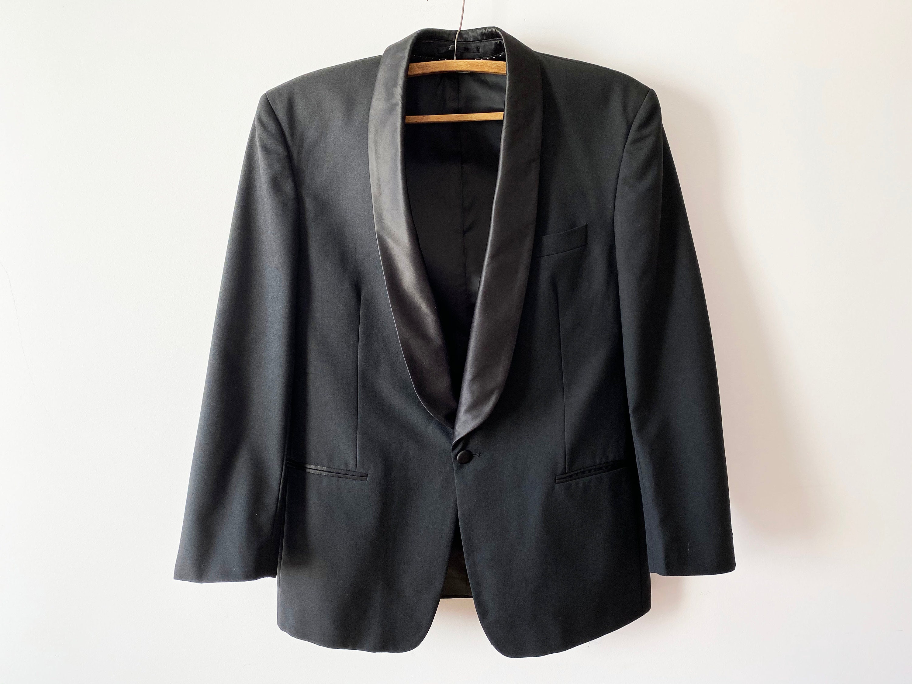Wool Blend Satin Shawl Lapel Tuxedo Jacket Black Tuxedo Formal - Etsy Wool Blend Satin Shawl Lapel Tuxedo Jacket Black Tuxedo Formal - Etsy