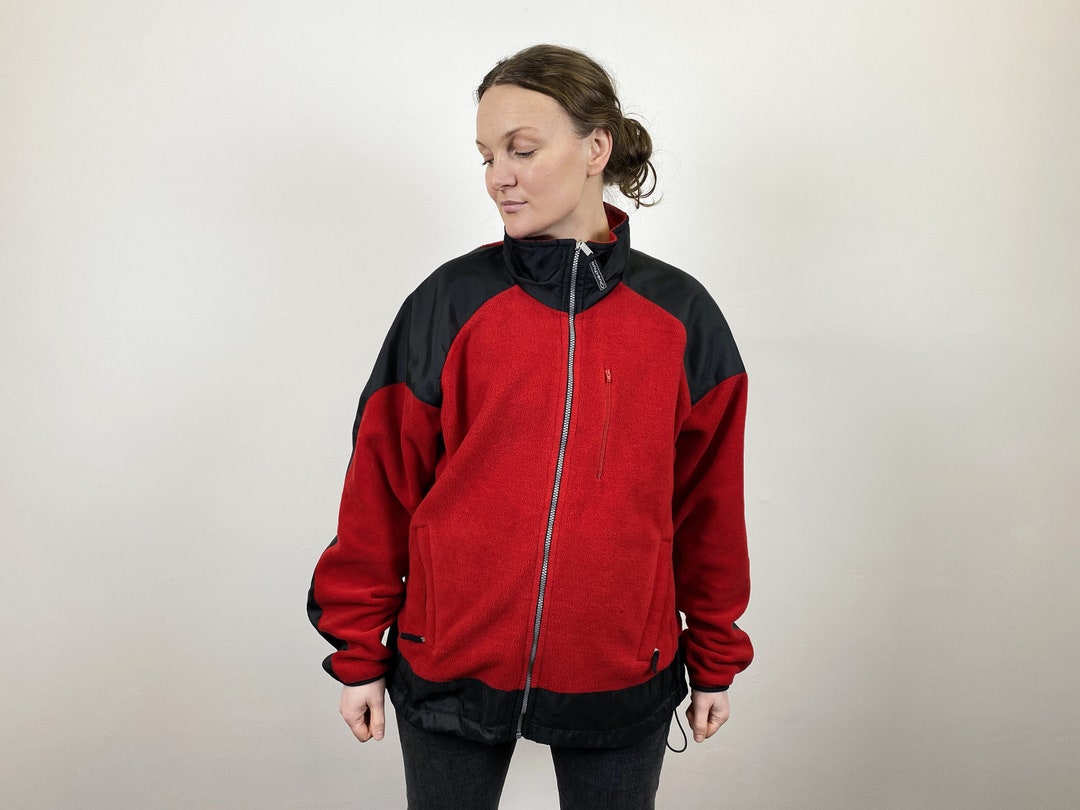 Vintage Red Fleece Jacket: Warm Lumberjack Overcoat, Size XXL