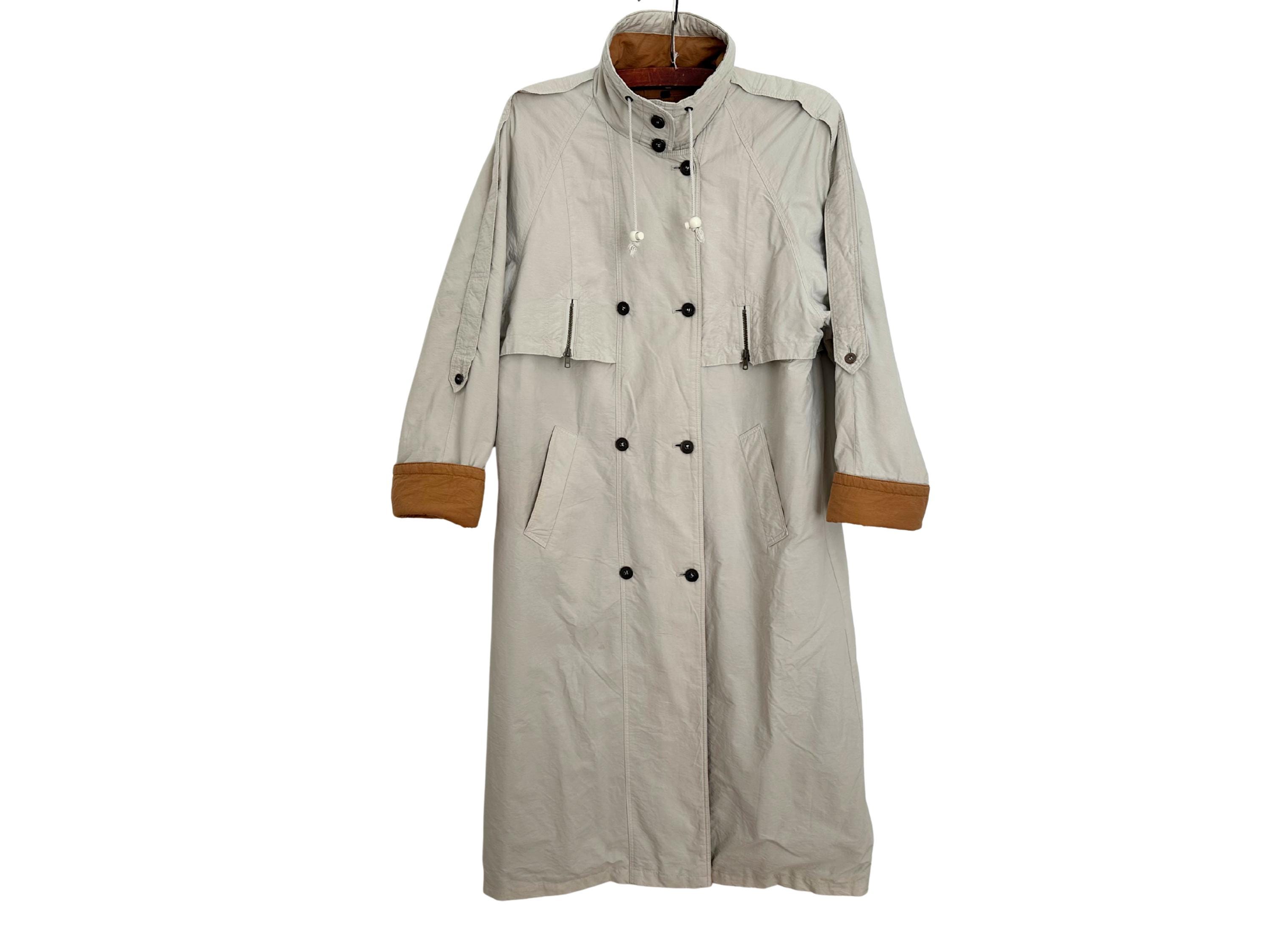 Berghaus, Vintage Berghaus Grey Trench Coat: Unisex Checkered Lined Overcoat