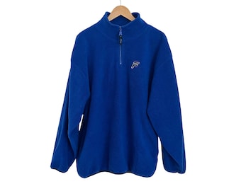 FILA Fleece Blue Pullover: Size M, 1/4 Zip 90's Sweatshirt | Vintage Unisex Sportswear Jumper