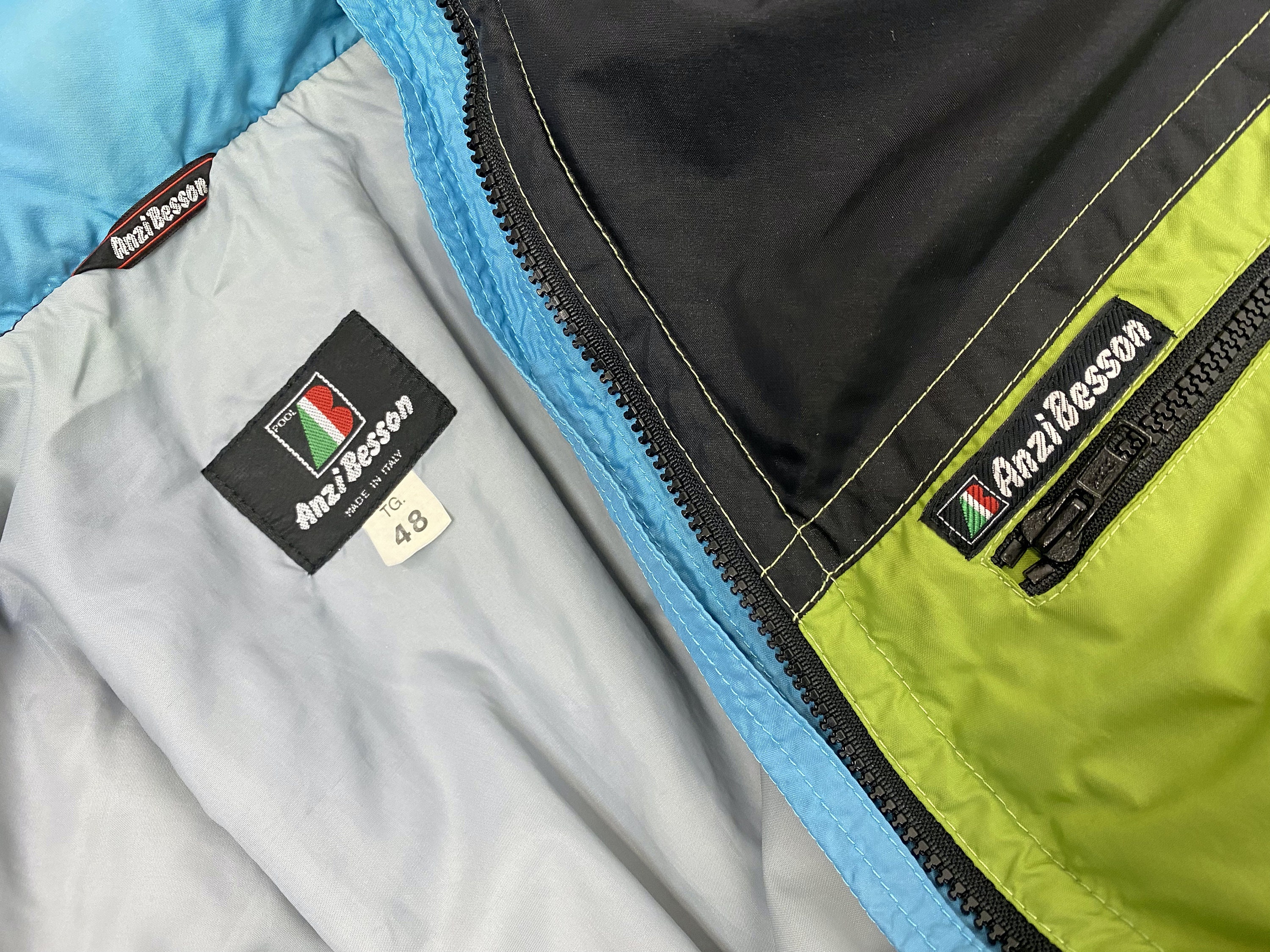 Combinaison De Ski Vintage Anzi Besson Années 90 - Vert Colorblock, Taille L Femme