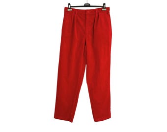 Pantalones vintage de pana roja, talla 44: pantalones clásicos de estilo urbano, de corte recto y retro.