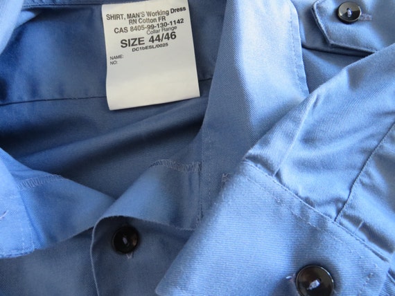 Vintage Blue Uniform Shirt Mens Workwear Blue Lon… - image 5