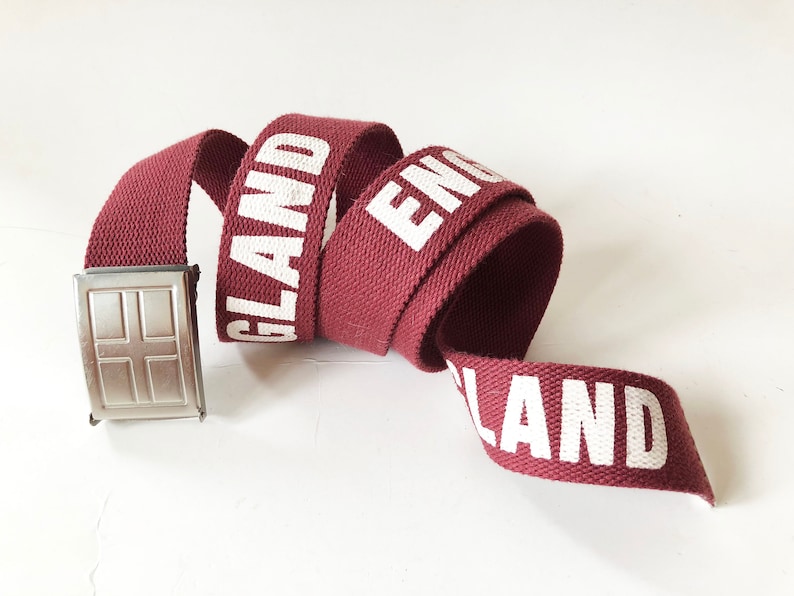 Marsala Red Canvas Belt England Red Cotton Belt With Metal Buckle Hipster Unisex Belt England Football is Coming Home Fan Patriotric Belt