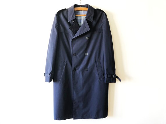 Navy Blue Men's Trench Coat Blue Trench Classic D… - image 3