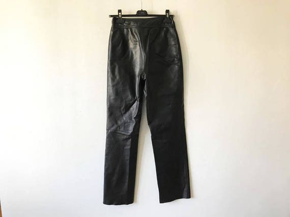 Black Biker Leather Pants High Waisted Genuine Leathe… - Gem