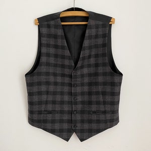 Grijze geruite heren gilet Steampunk grijs geruit vest heren vest Victoriaanse formele slijtage lichtgrijs gilet aankleden maat medium vest