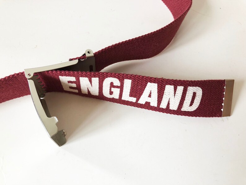 Marsala Red Canvas Belt England Red Cotton Belt With Metal Buckle Hipster Unisex Belt England Football is Coming Home Fan Patriotric Belt