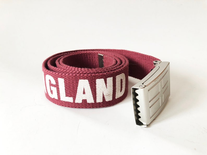 Marsala Red Canvas Belt England Red Cotton Belt With Metal Buckle Hipster Unisex Belt England Football is Coming Home Fan Patriotric Belt