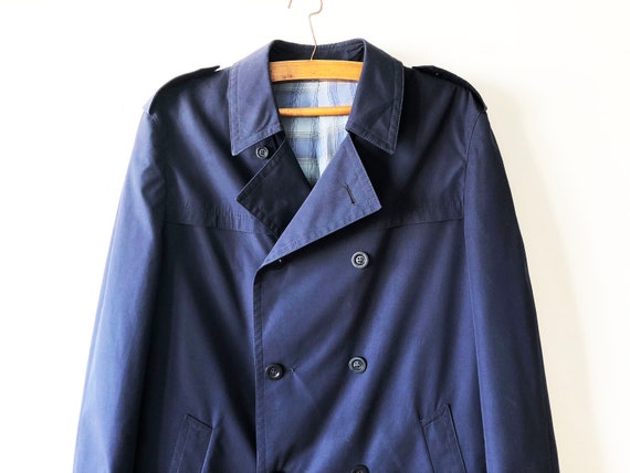 Navy Blue Men's Trench Coat Blue Trench Classic D… - image 4