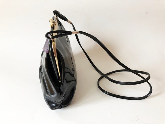 Vintage Black Latex Faux Leather Evening Purse Bl… - image 2