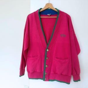 Vintage 80-tals Hugo Boss kofta | Storlek M Rosa damtröja med knappar