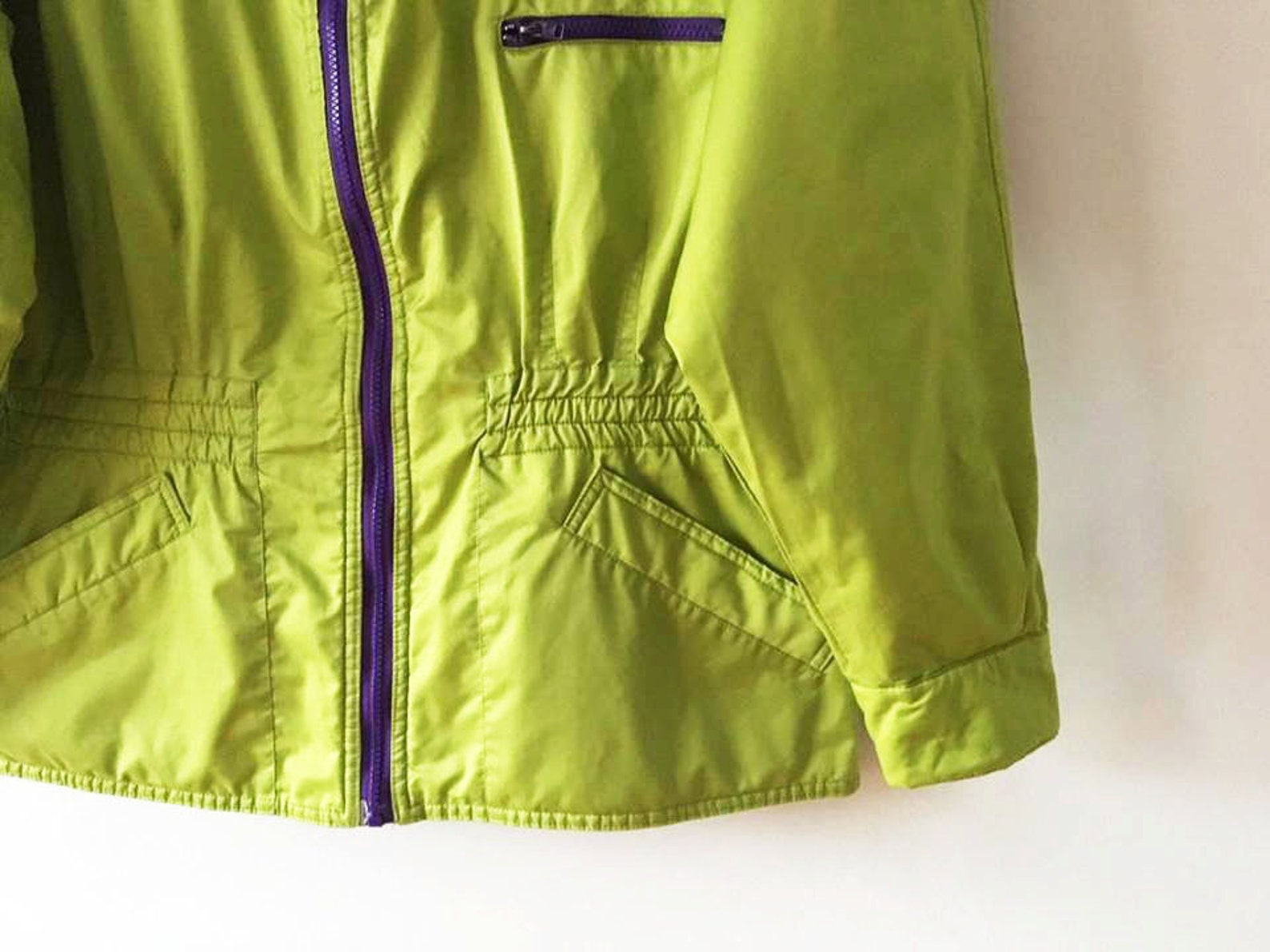Bright Green Ski Suit Jacket Colorblock Parka Hipster Winter Etsy