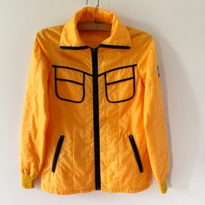Vintage 80s Yellow Windbreaker Jacket: Slim Fit, Size Small