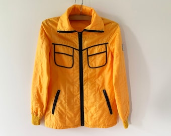 Vintage 80s Yellow Windbreaker Jacket: Slim Fit, Size Small