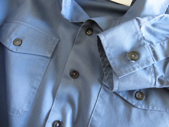 Vintage Blue Uniform Shirt Mens Workwear Blue Lon… - image 4