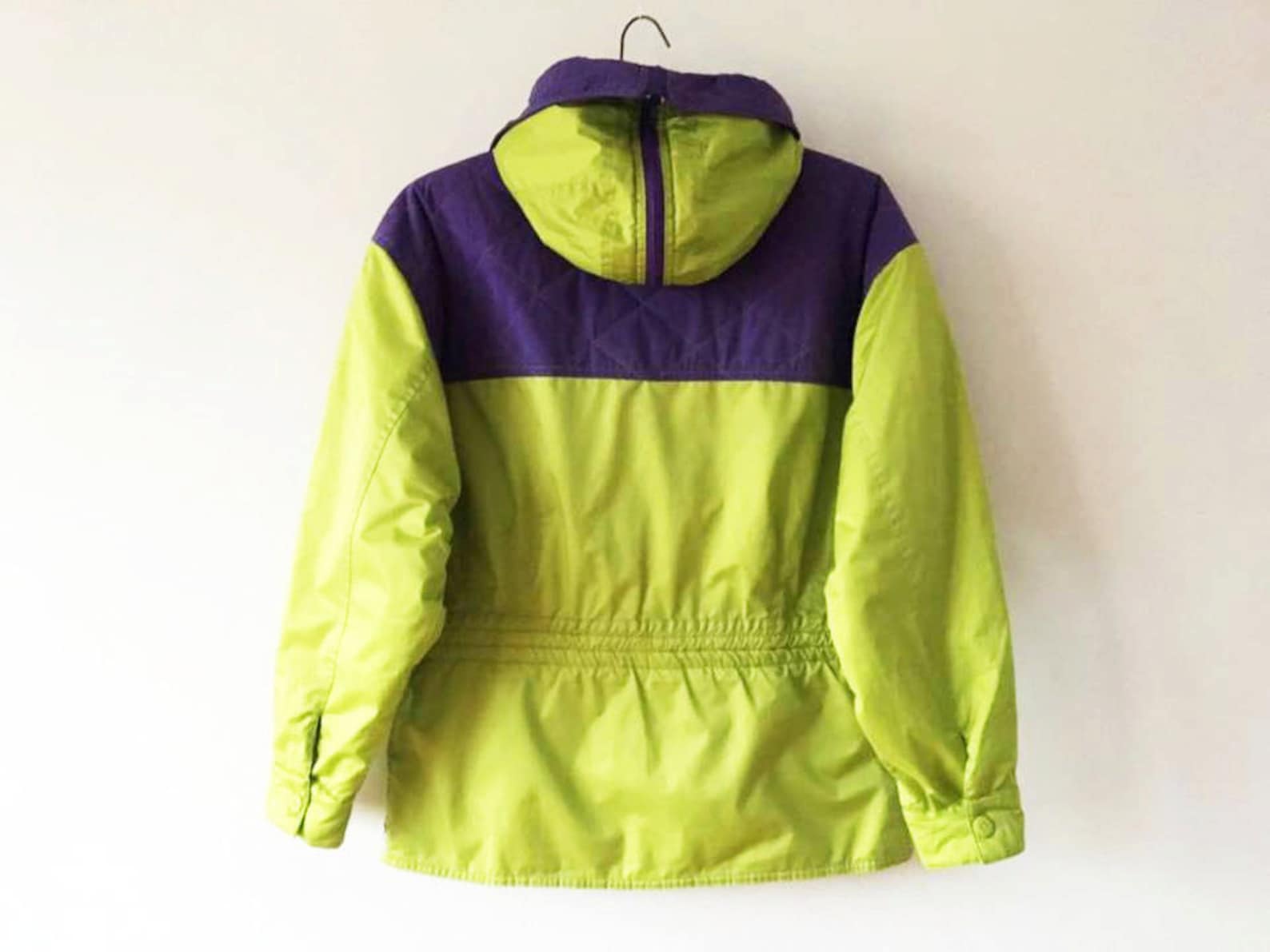 Bright Green Ski Suit Jacket Colorblock Parka Hipster Winter Etsy