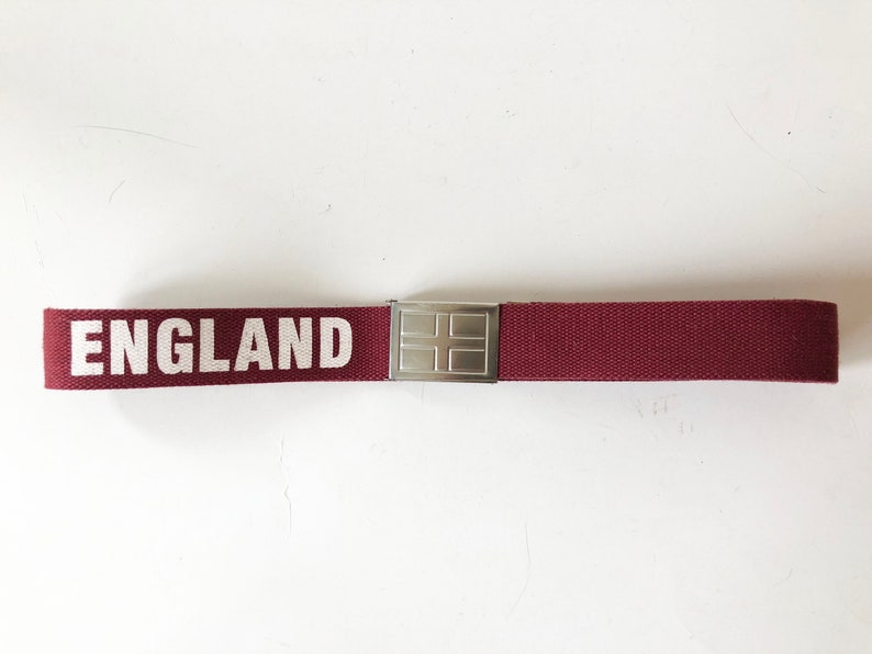 Marsala Red Canvas Belt England Red Cotton Belt With Metal Buckle Hipster Unisex Belt England Football is Coming Home Fan Patriotric Belt