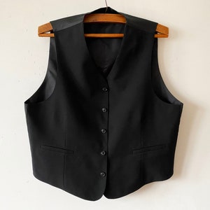 Vintage Black Formal Waistcoat: Steampunk Edwardian Grooms Vest (Size L)