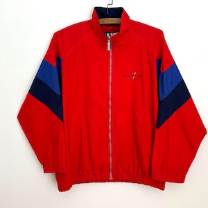 90s Vintage Five Seasons Windbreaker | Red Retro Cotton Zipper Jacket | Lightweight Outerwear | Mens Size M | Spring Parka