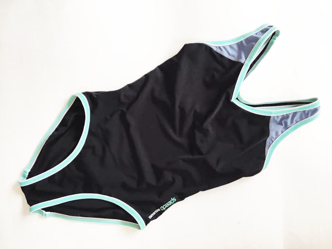 Vintage Speedo Swimsuit: Black Colorblock Racerback, Size Medium - Etsy