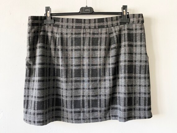 Grey Plaid Mini Skirt Black Checkered Skirt Plaid… - image 4