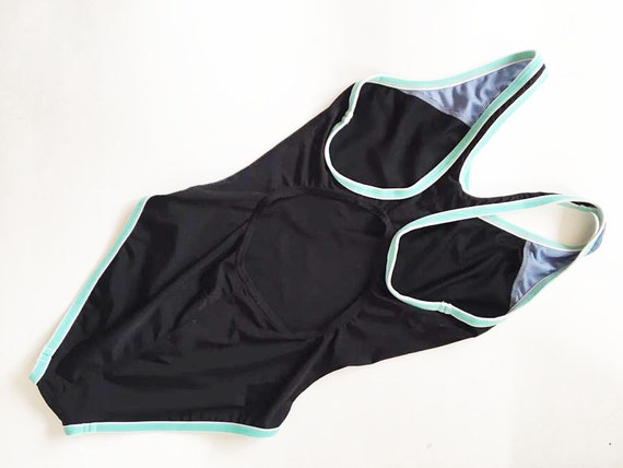 Black Speedo One Piece Swimsuit Blue Colorblock Sports Swim Wear