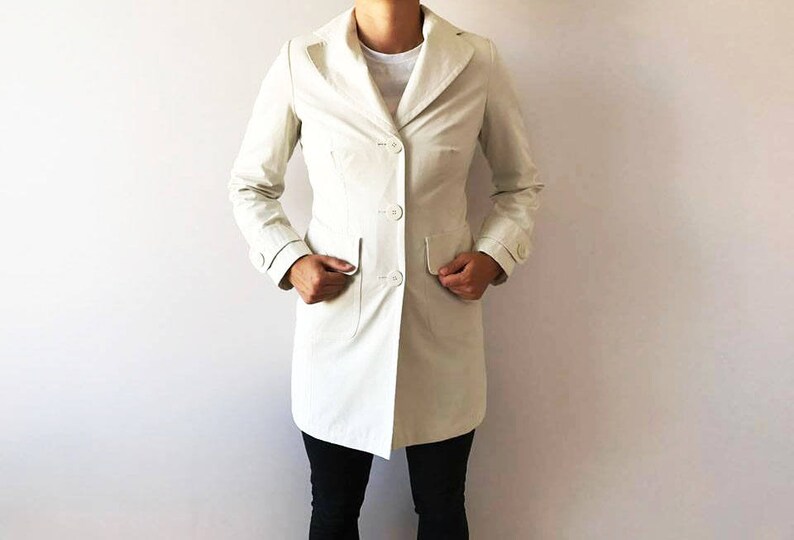 Off White Trenchcoat Short Women's Trench Coat Classic Etsy