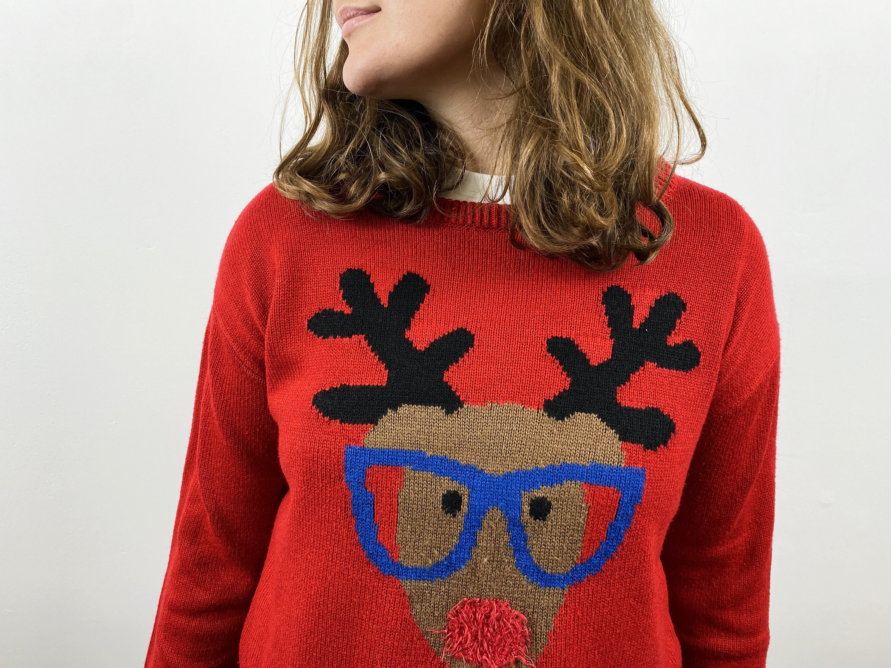 vintage-knitted-rudolph-reindeer-ugly-christmas-sweater-size-small-etsy