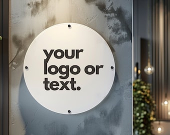 Personalised Acrylic Sign Custom Logo or Any Text Printed Circle Oval QR Code Plaque House Number Sign Printed Logo Address Signage