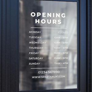 Panneau d'horaires d'ouverture acrylique imprimé sur mesure heures d'ouverture personnalisées pour magasin signalétique avec code QR porte