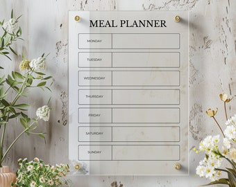 Eco Acrylic Meal Planner Calendar, Dry Erase Wall Planner, Wall Schedule, Home Decor, Housewarming Gift, Weekly and Monthly Planner, A4 A3