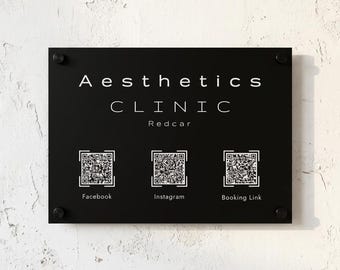 Personalised QR Code Business Sign | Custom Acrylic Wall Sign | Social Media QR Sign | Google Review, Booking & Website Sign | Logo Plaque