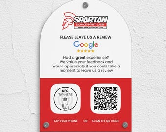 Tap to Review NFC Acrylic Sign, QR Code Google Review Plaque, Logo or Any Text Printed Square Plaque House Number Signage, Arch Shape 2