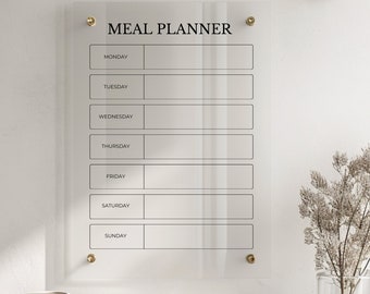 Eco Acrylic Meal Planner Calendar, Dry Erase Wall Planner, Wall Schedule, Home Decor, Housewarming Gift, Weekly and Monthly Planner, A4 A3