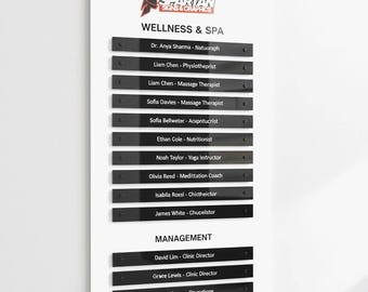 Custom Business Directory Sign | Office Directory Board | Interchangeable Name Plate Sign | Reception Signage | Company Directory