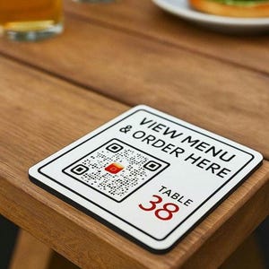 Anpassningsbar QR-kodsskylt för restaurangmeny, rumsservice och WiFi-åtkomst