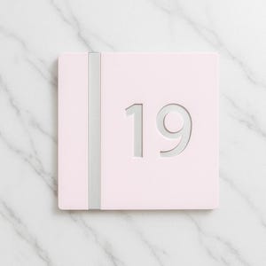 Marshmallow Pink House Adresss Sign, Gold Silver Acrylic Property Number Apartment Name Door Plaque Contemporary Minimalist New Home Gift