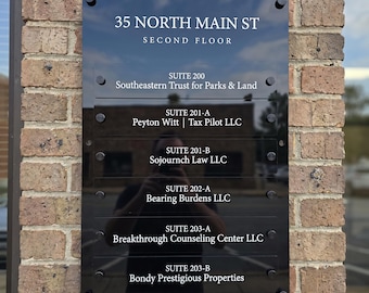 Personalised Reception Directory Sign | Acrylic Business Information Board | Company Name Board with Changeable Name Plates