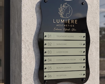 Luxury Beauty Salon Directory Sign | Personalised Aesthetic Clinic Sign | Spa Wayfinding Sign | Acrylic Reception Directory
