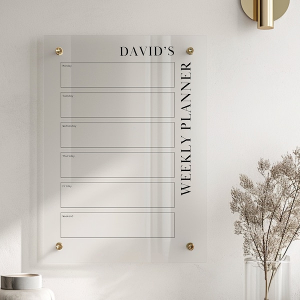 Customisable 2024 Acrylic Wall Planner - Personalised, Eco-Friendly, Daily, Weekly, Monthly, Fitness, Meal & Business Planning